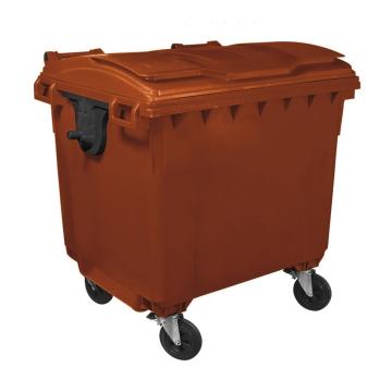 Container HDPE CLF 1100L cu capac plat maro
