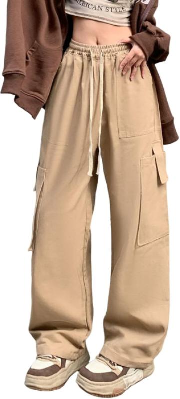 Pantaloni largi, respirabili, pentru uz zilnic, kaki S